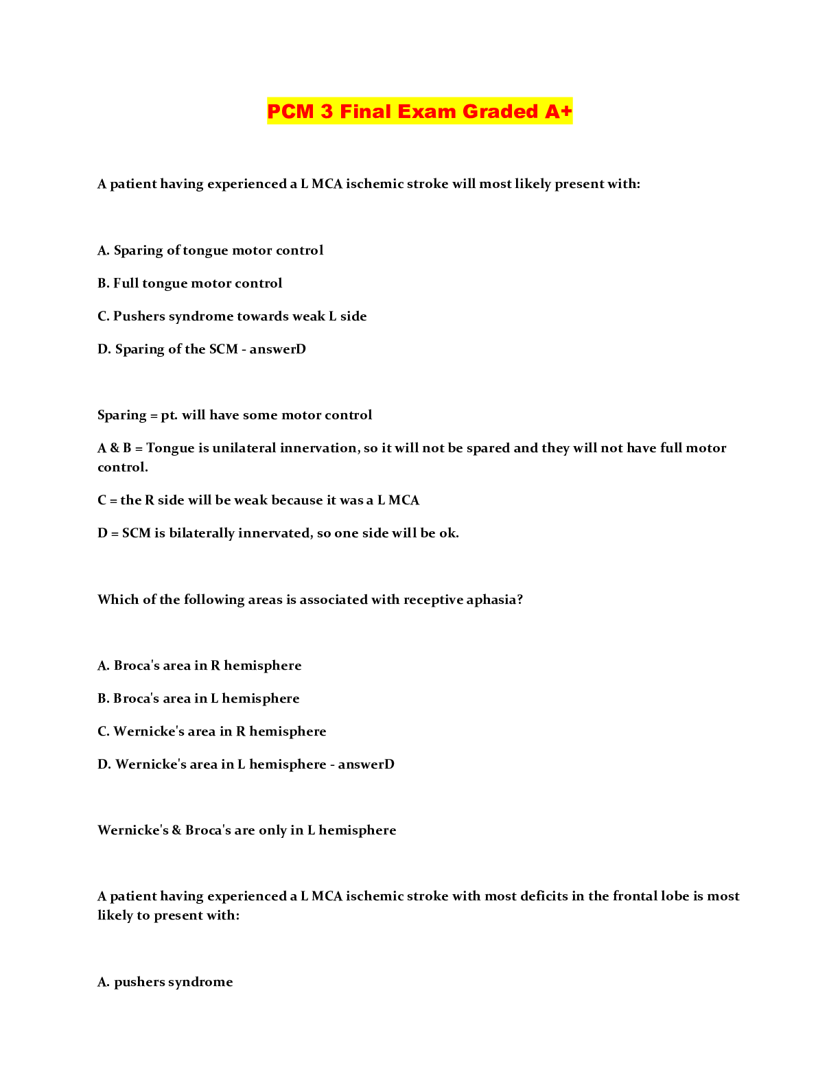 Preview image of PCM 3 Final Exam Graded A+ document